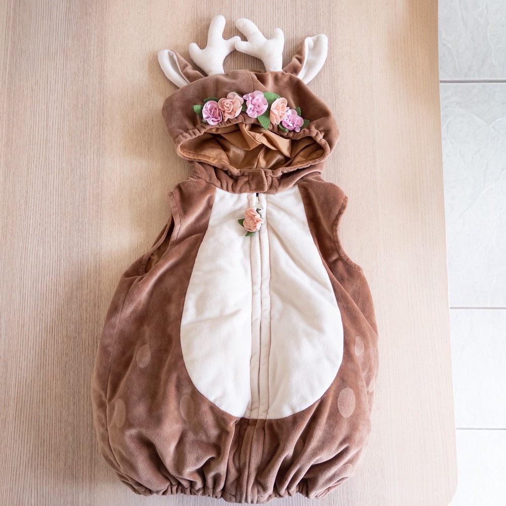 Going Wild Deer Costume Vest Brown Floral Antler Halloween Toddler 24 Months
